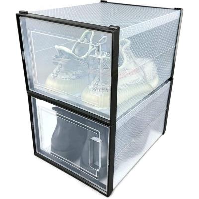 China Recycled Materials Side Drawer Box Plastic Open Door Shoe Clear Shoe Storage Box for sale