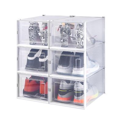 China Stackable Transparent Easy To Assemble Stackable Magnet Storage Plastic Shoe Box for sale