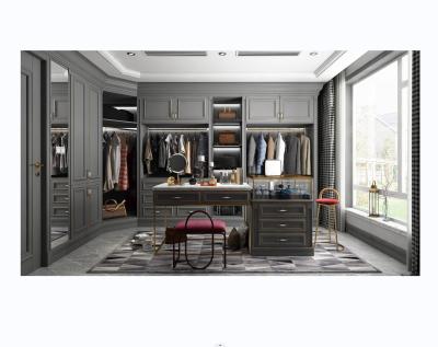 China Adjustable (other) european style luxury bedroom wardrobes furniture set modern storage closet  organization wooden panel walk in wardrobe closet for sale