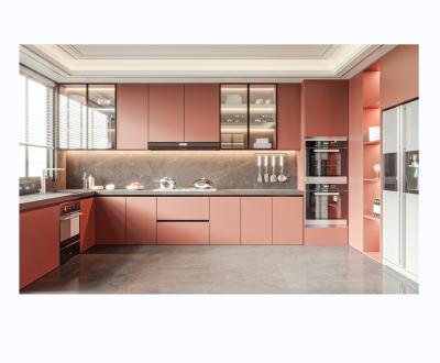 China Environmental Friendly Modern Design High Gloss Lacquer Wood Modular Kitchen Cabinet For Villa for sale