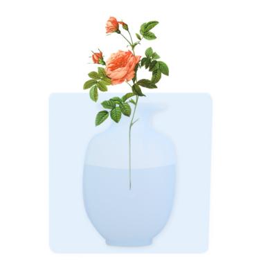 China WALL Flodable Window Wall Decoration Silicone Flower Pots Vase Magic Home Stickers for sale