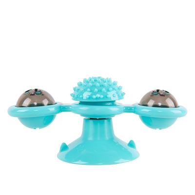 China Small Animals Pet Supplies New Amazon Windmill Cat Turntable Toy Funny Spinning Cat Toy Scratching Cat Toy for sale