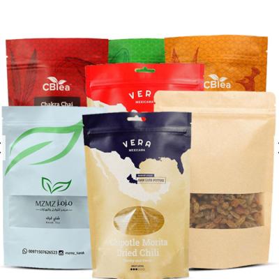 China New Arrival Biodegradable Stand Up Kraft Paper Zipper Bags Packaging Pouch Food Grade for sale