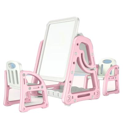 China DIY painting pink high quality children's drawing board table and chair set children develop intelligence for sale