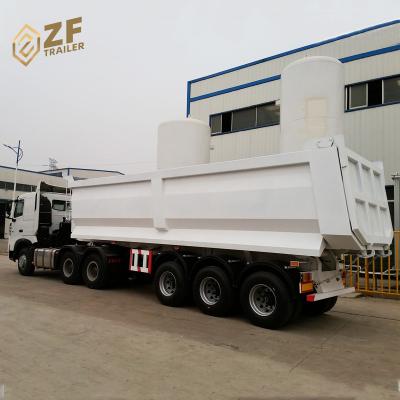 China Hydraulic Truck Trailer 3 Axle 40t Tractor End Dump Front Tipping Truck And Trailer for sale