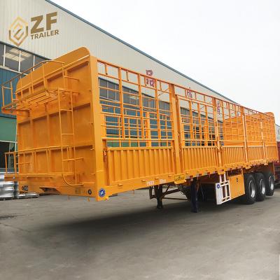 China Truck Trailer 60 Ton 3 Axles Animals Livestock Cattle Sheep Chicken Transportation Sidewall Fence Cargo Truck Semi Trailer Price For Sale for sale