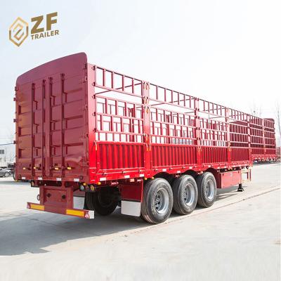 China Truck Trailer 3 Axles Rail Semi Trailer Livestock Animal Transport Trailer Sidewall Truck Trailer for sale