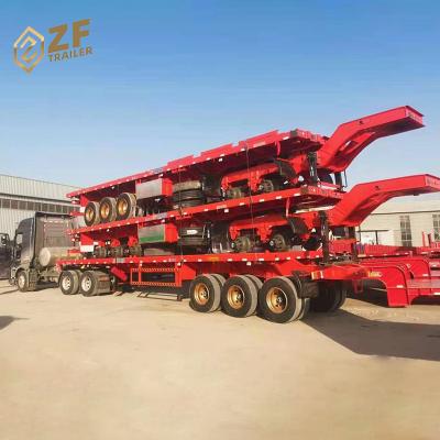 China Cheap Truck Trailer 3 Axles 40Ft Container Dolly Chassis Flatbed Tractor Truck Semi Trailer Dimensions for sale