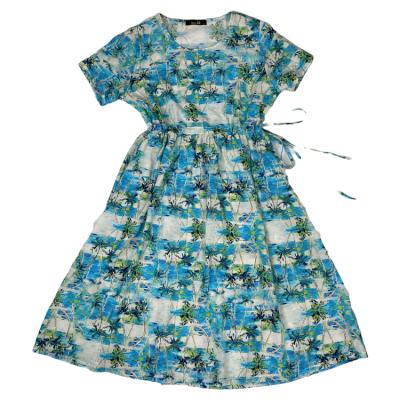 China Wholesale High Quality Blue Coconut Printing Island Style Clothing Ladies Summer Anti-pilling Hawaiian Dresses for sale