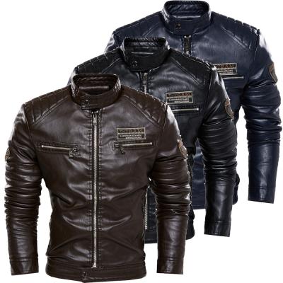 China QUICK DRY Stand Collar Motorcycle Men's Jackets Cotton Factory PU Leather Men's Jacket And Coat for sale