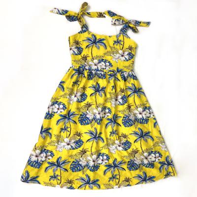 China Cheap Price Anti-Static Casual Island Style Printing Yellow Hawaiian Children's Dresses for sale