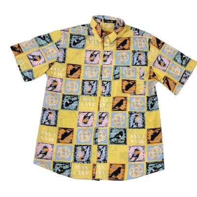 China Vintage Fashion Yellow Anti-pilling Plus Size Casual Printed Hawaiian Men's Shirts for sale