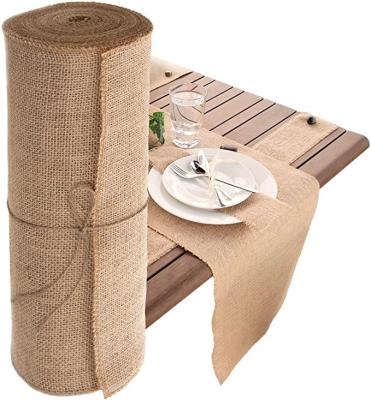 China Sustainable Natural Burlap Table Runner for Farmhouse Woven Hessian Jute Fabric Table Runner for Vintage Wedding Decor for sale