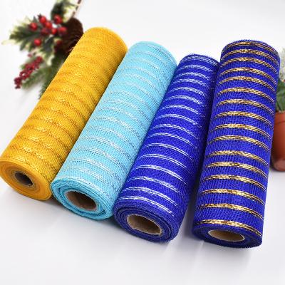 China PP Deco Poly Mesh Ribbons Home Door Wreath DIY Decoration Openers Making Metallic Deco Supplies Faux Jute Poly Mesh Ribbon for sale