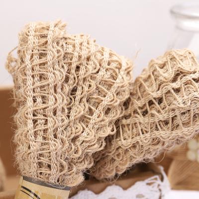 China Eco-Friendly Jute Ribbons Wired Burlap Lace Craft Ribbons Hemp Rope Twine Ribbons For DIY Crafts Wrapping Hollow Jute Twine for sale