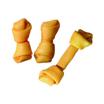 China Stocked Dog Chews Rawhide Knotted Bones Pet Dental Health Bones Puppy Snacks for sale