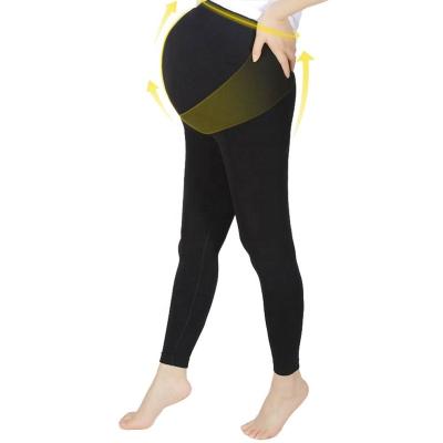 China Antibacterial Women's Maternity Leggings Over The Belly Compression Pregnancy Support Stretch Band Breathable Summer Clothes Pregnant Pants for sale