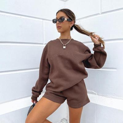 China Dropshipping Cotton QUICK DRY Sweatpants Two Piece Shorts Women Spring Hoodie Set for sale