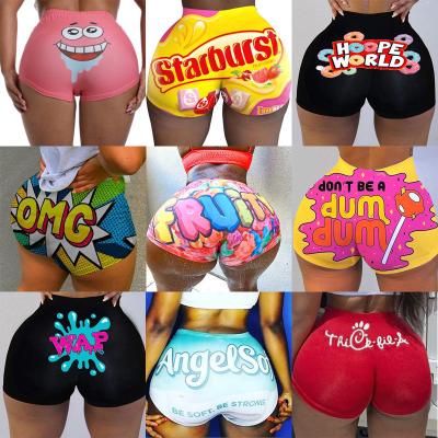 China Candy 2022 Wholesale Custom Private Label Waist Windproof Logo Snack Gym Shorts Casual High Plus Size Booty Women's Shorts for sale