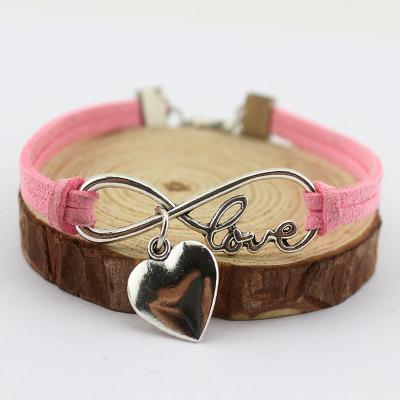 China High Quality CLASSIC Charm Bracelets Heart Leather Bangle Love Infinity Charm Bracelet For Women Men Gift for sale