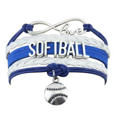 China High Quality Leather Love Infinity Charm Bracelet Baseball CLASSIC Sports Baseball Bracelets Charm Bracelet For Baseball Enthusiast Gift for sale