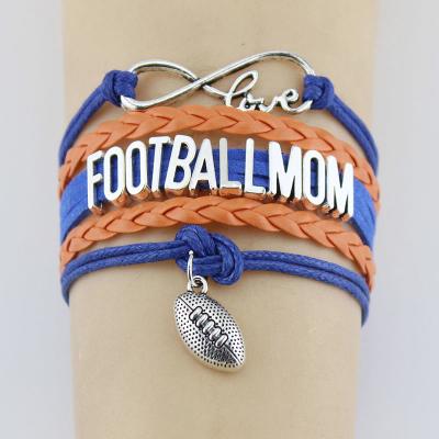 China High Quality CLASSIC Charm Bracelets Football Grandma Mom Football Leather Love Infinity Charm Bracelet for Men Women Gift for sale