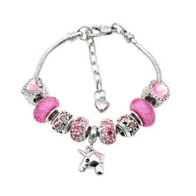 China 2021 New CLASSIC DIY Kids Beads Bracelet Unicorn Pendant Kids Bracelet Rainbow Colorful Bracelet Gift For Girls for sale