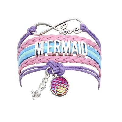 China High Quality Infinity Charm Bracelet 2021New CLASSIC Mermaid Charm Bracelets Leather Love Infinity Charm Bracelet For Girl Gift for sale