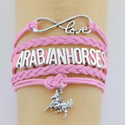 China High Quality CLASSIC Arabic Horse Charm Bracelets Horse Leather Love Infinity Charm Bracelet For Girl Gift for sale