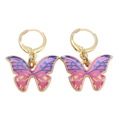 China CLASSIC Factory Made High Quality Gold Drip Earrings Butterfly Round Simple Dangle Earrings Customize for sale