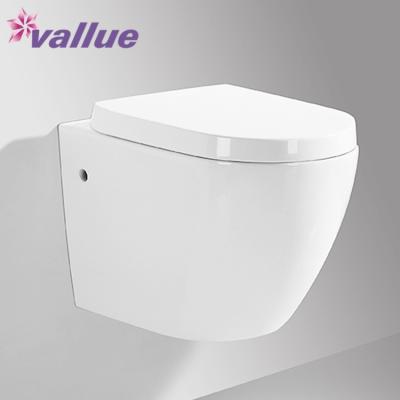 China Double-Flow Popular Toiletries Wc Bathroom Ceramic Wall Mounted Sanitary Toilet for sale