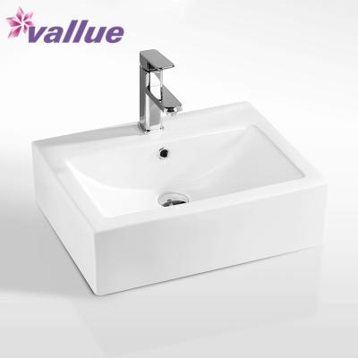 China Viable Manufacturers Chinese Rectangular Single Hole Bathroom Ceramic Wash Over Countertop Art Sink Basin With Good Quality for sale