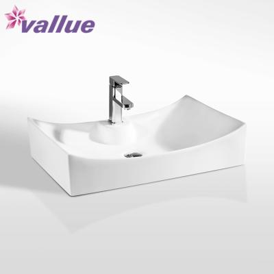 China Direct Selling Viable Rectangular Single Hole Wash Basins Direct Vessel Sink Bathroom Art Ceramic Basin Types In Cheap Price for sale