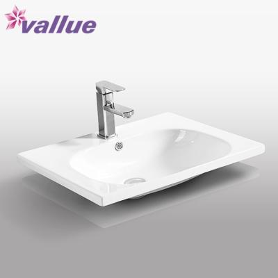 China Italian Design Factory Price Rectangular Single Hole Above Counter Ceramic Bathroom Cabinet Dining Room Wash Sink China Wash Hand Basin for sale