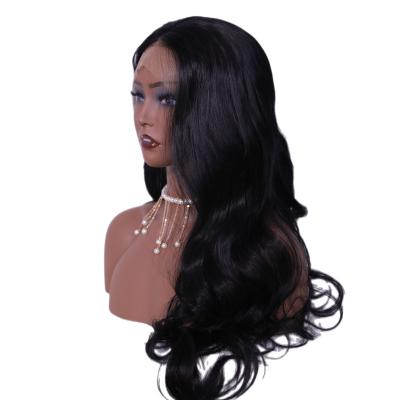 China Hot Sale Natural Matching 13x4 Lace Front Wigs Body Wave Long Synthetic Fiber Curly Hair For Black Women for sale