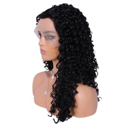 China Reusable 180% Density 13*4 Lace Front Synthetic Hair Wig Small Curly Long Wave Hair Wigs for sale