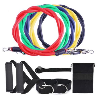 China Exercise Muscle New Hook Set Exercise Training Pull Rope Latex Resistance Band 5 Stackable Elastic Tubes Stretch Bands for sale