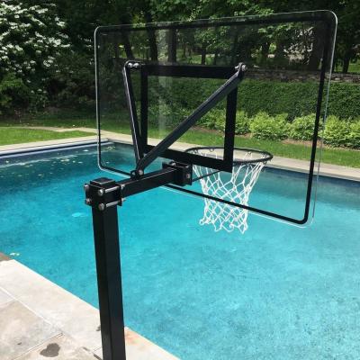 China Stainless Steel Backboard RPB-5432 Square Pole Pool Side Basketball Hoop Acrylic Basketball System for sale