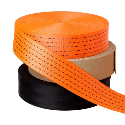 China Prevent Corrosion High Tenacity 50mm High Tenacity Vehicle Cargo Polyester Webbing Lashing Strap Belts for sale