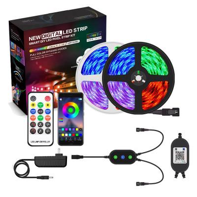 China TV/computer/car/E-sports/balancecar/massagechair/home supplier Amazon 5M 10m 15M Smart LED Strip Lights with wifi App bluetooth SMD5050 RGB led strip set for sale