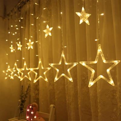 China Holiday/Garden/Party/Christmas Star 300 LED Star String Lights Plug In Fairy String Lights Window Curtain Christmas Star Lights for Indoor Christmas Tree for sale