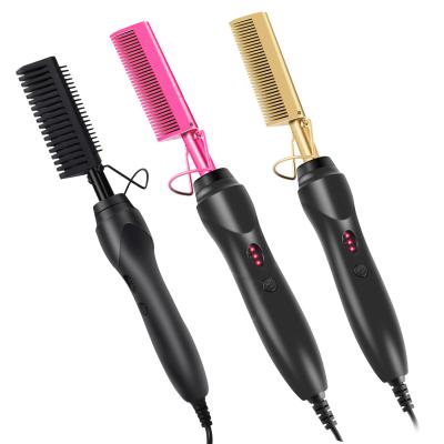 China Home High Heat 450F Press Comb Dropshipping Ceramic Hair Straightener Pressing Electric Comb Electric Flat Iron Curler Hot Comb for sale