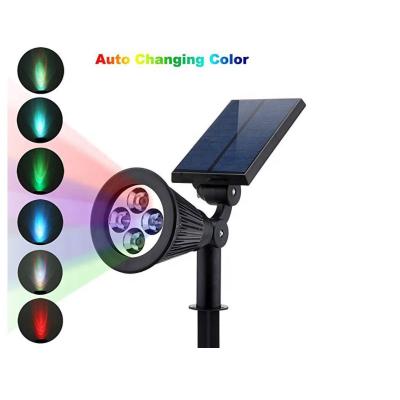 China Garden 4-LED RGB Color Changing Solar Stake Garden Light Landscape Spotlights Decorative 2-in-1 Wall Light for Patio, Yard for sale