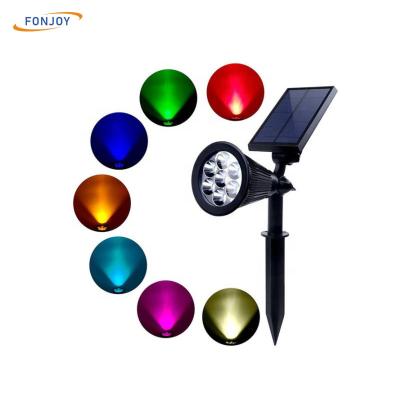 China Garden 7 LED RGB Color Changing Solar Garden Light Stake Landscape Spotlights 2-in-1 Decorative Wall Lights for Patio, Yard, Pathway for sale