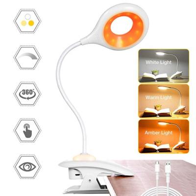 China Modern LED Clip On Read Single Amber Indicator Light No Harm Eye Protection Touch Control Flexible Neck Stepless Dimming Table Lamp for sale