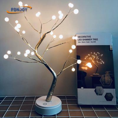 China 20Inch/50CM Modern Table Top Bonsai LED Fairy Lights Shimmer Tree Light, 36 LED Bead DIY Copper Wire For Home Decoration for sale