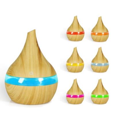 China Modern Aromatherapy 300ml Wooden Grainy Essential Oil Diffuser Cool Mist Humidifier Touch Control, with 7 Color Changing LED Night Light for sale