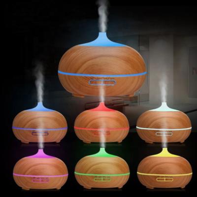 China 400ml Sustainable Wooden Grainy Aroma Essential Oil Diffuser, Ultrasonic Cool Mist Humidifier with 7 Color Changing LED Night Light for Home for sale