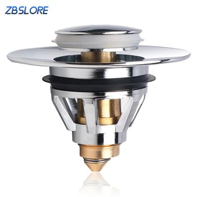 China Stainless Steel Sink Drain Strainer Modern Bathroom Pop Sink Plug With Push Type Drain Strainer for sale