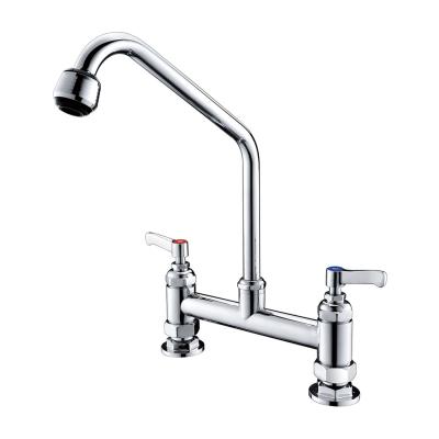 China Modern Top Quality Deck-Mounted Swivel Kitchen Sink Faucet Chrome Brass Faucet For Kitchen for sale